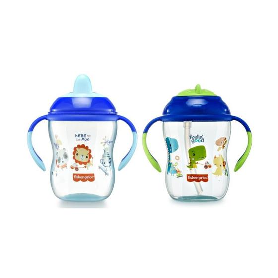 Imagem de Kit Copo de treinamento Bico Semirrígido azul + Copo com Canudo First Moments Fisher Price - BB1014K