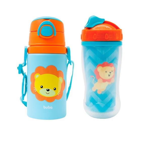 Kit copo e garrafinha de transição infantil buba parede dupla animal ...