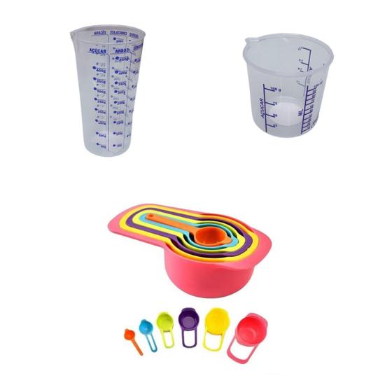 Imagem de Kit Copo Medidor e Colher Medidora de Cozinha Culinária Confeitaria