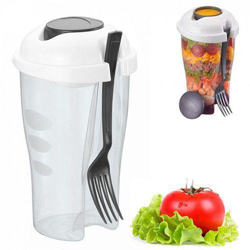 Imagem de Kit Copo Para Salada Com Garfo E Molheira Portátil- 900ml