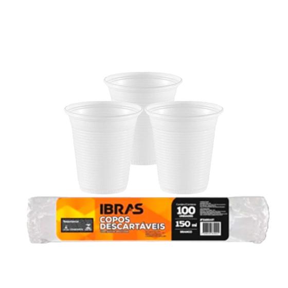 Imagem de Kit copo plastico ibras branco 150ml com 500 unidades