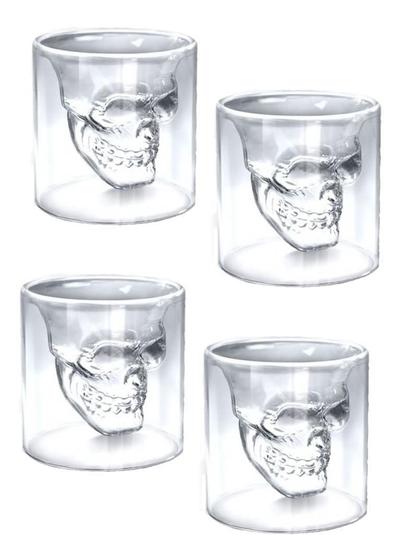 Imagem de Kit Copo Shot Caveira 75 Ml Skull Doomed 4 Unidades