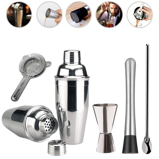 Imagem de Kit Coqueteleira 5 Peças Inox 500ml Barman Caipirinha Drinks