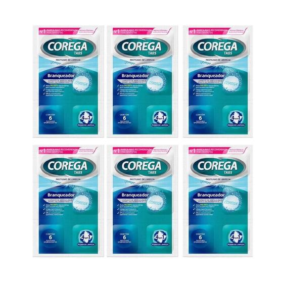 Imagem de Kit Corega Tabs Branqueador Com 6 Unidades De 6 Pastilhas Cada