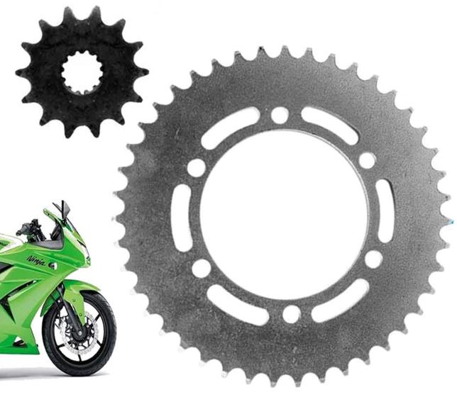 Imagem de Kit Coroa E Pinhão Aço 1045 Passo 520 Kawasaki Ninja 250 300