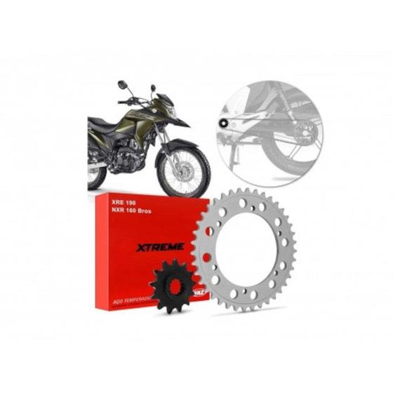 Kit Coroa e Pinhão Vaz NXR 160 BROS HCP0043T CBX Strada Menor preço em Kit Coroa e Pinhão Vaz NXR 160 BROS HCP0043T CBX Strada