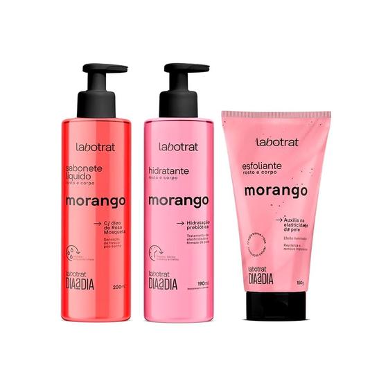 Imagem de Kit Corporal  Labotrat Dia a Dia Morango (Sabonete Liquido 190ml+Hidratante 190ml+Esfoliante 150g