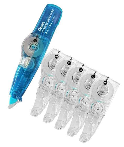 Imagem de Kit Corretivo Pentel Fita Adesiva Correction Tape C/ 5 Refis