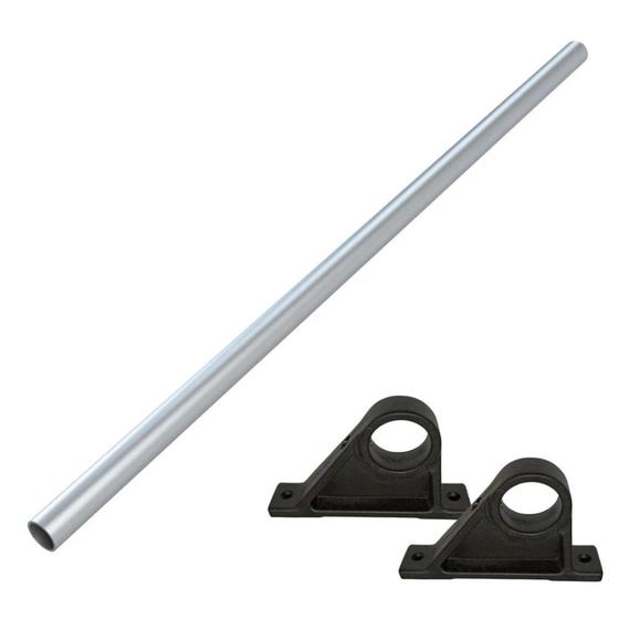 Imagem de Kit Corrimao Reto Inox 2,25 M com Tampa + 2 Suporte para Fixacao  Netuno 