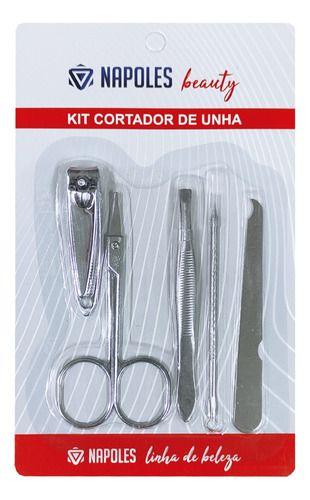 Imagem de Kit Cortador De Unha 5 Pçs Tesoura Pinça Lixa Inox Completo