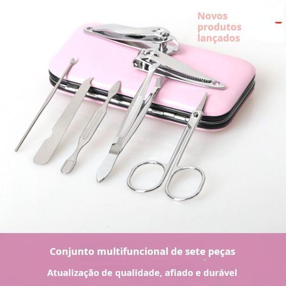 Imagem de Kit Cortador De Unha Manicure Portatil Estojo Pinca Tesoura 7 peças