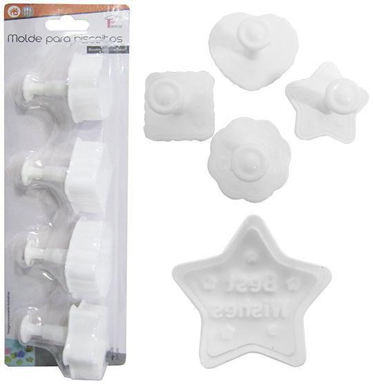 Imagem de Kit Cortador Molde Para Biscoito Plástico Injetor 4 Peças