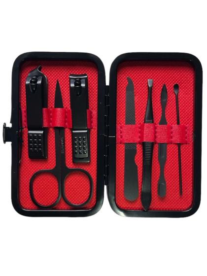 Imagem de Kit Cortador Unhas Portátil Masculino Inox Preto + Estojo