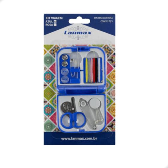 Imagem de Kit Costura Viagem Acessórios Agulhas Linha Tesoura Bolsa