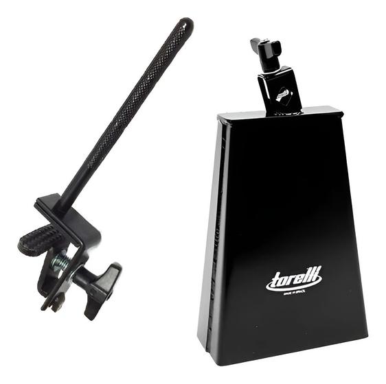 Imagem de Kit Cowbell De 7'' Com Clamp Reto Para Aro De Bumbo Torelli