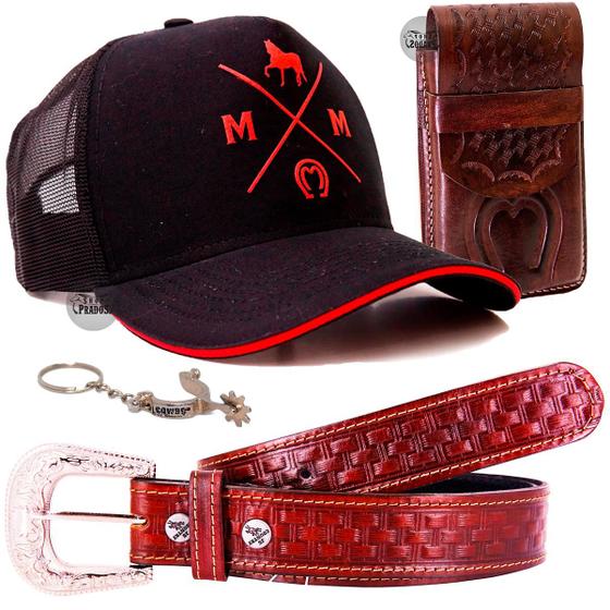 Imagem de Kit Cowboy Oferta Boné Rodeio Capa Celular + Cinto Country