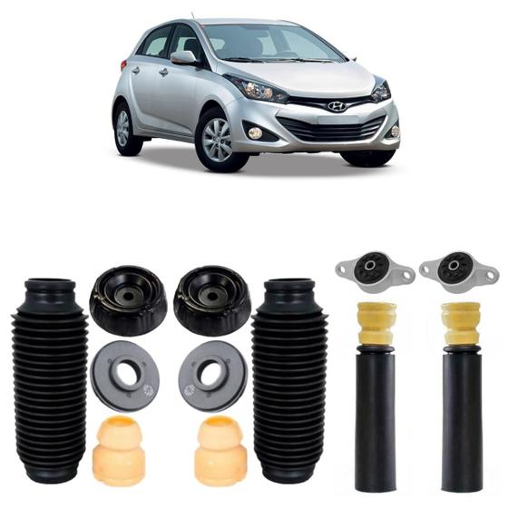 Imagem de Kit Coxim Batente Amort Dianteiro Traseiro Hyundai Hb20 12/.