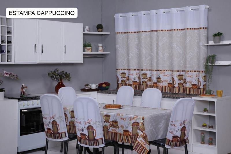 Imagem de Kit Cozinha 3 Peças Estampadas 6 Lugares Oxford - Capuccino