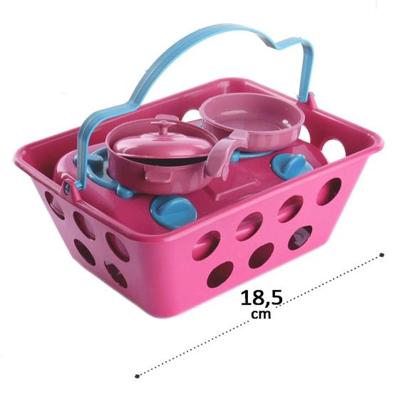 Imagem de Kit Cozinha 5 Peças Cesta de Compras Brinquedo Infantil Meninas Princesas - Art Brink