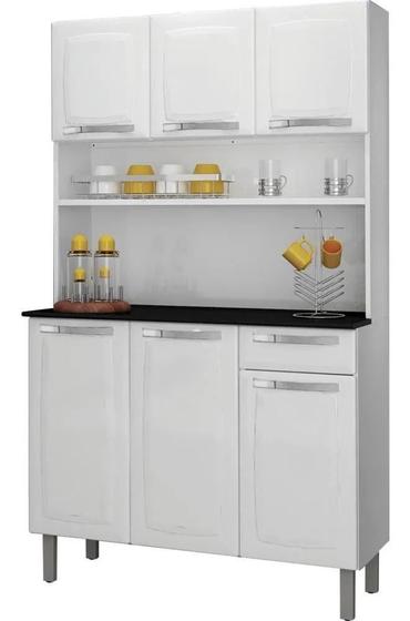 Kit Cozinha Aço Itatiaia Rose Branco 6 Portas E 1 Gaveta, Com Pés Menor preço em Kit Cozinha Aço Itatiaia Rose Branco 6 Portas E 1 Gaveta, Com Pés