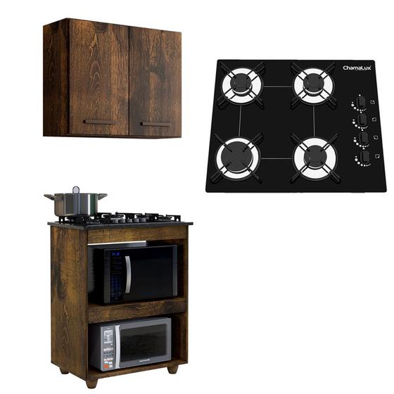 Imagem de Kit Cozinha Balcão Armário Turim e Cooktop 4 Bocas Chamalux