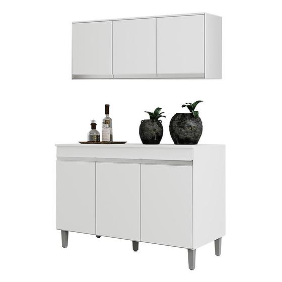 Imagem de Kit Cozinha Balcão Manu 120cm com Tampo MDP e Aéreo Andréia - AJL Móveis