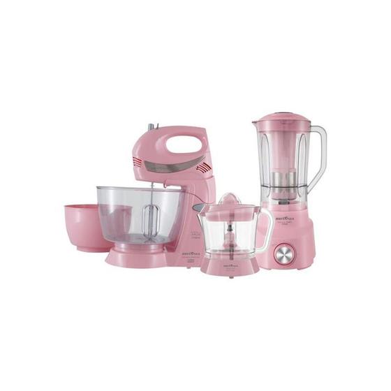 Imagem de Kit Cozinha Britânia Btk51R 3 En 1 Liquidificador Espremedor Batedeira 220V Rosa