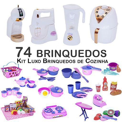 Imagem de Kit Cozinha Completa Air Fryer Panelas Mercado Comidas 74pç