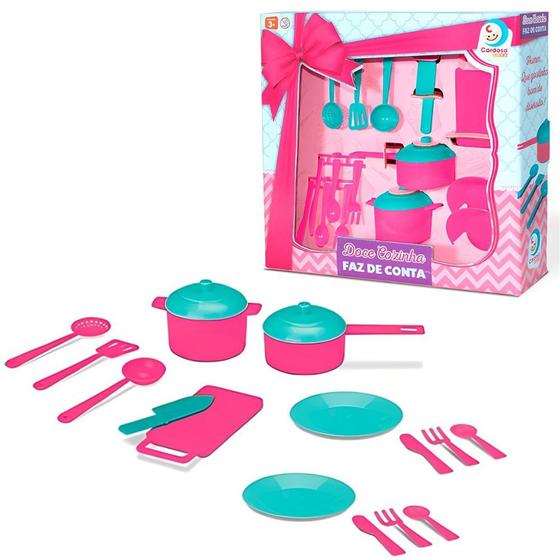 Imagem de Kit Cozinha De Brinquedo Faz De Conta Infantil Doce Cozinha Panelas E Acessórios