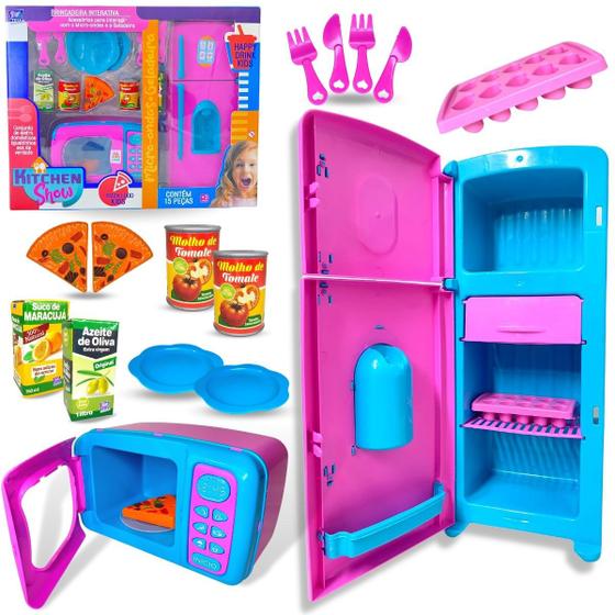 Imagem de Kit Cozinha De Brinquedo Geladeira + Microondas Infantil