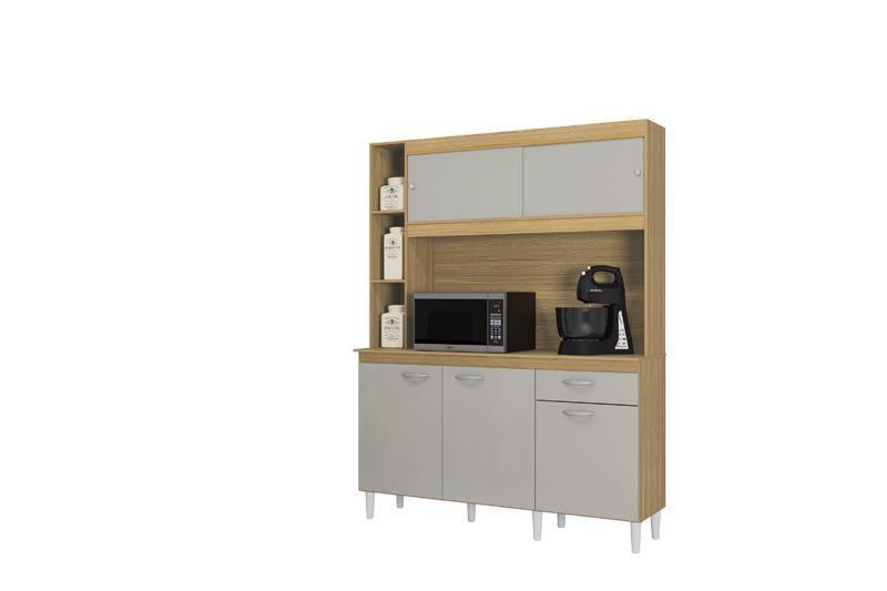 Imagem de Kit Cozinha Duda 140 cm 5 Portas 1 Gaveta Damasco / Off White - Poquema