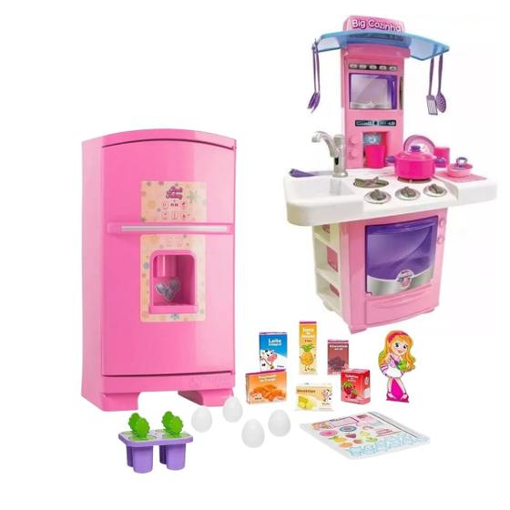 Imagem de Kit Cozinha Fogão Geladeira Infantil Brinquedo Completa Chef