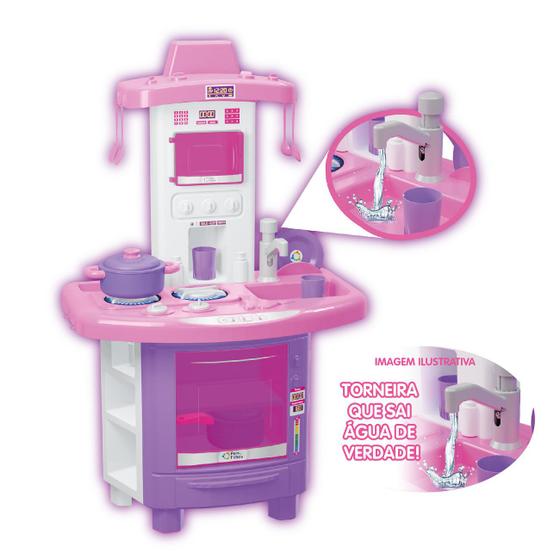 Imagem de Kit Cozinha Fogão Infantil De Brinquedo Completa Sai Água