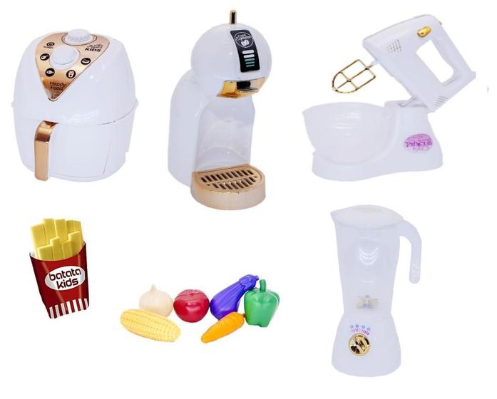 Imagem de Kit Cozinha Infantil Airfryer Bate Cafete Liqui Legume 13 Pç