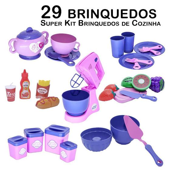 Imagem de Kit Cozinha Infantil Batedeira Forminhas Xícaras Pires 29pç