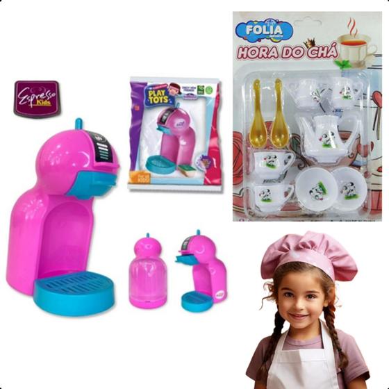 Imagem de Kit Cozinha Infantil Brinquedo C/ Cafeteira e Hora do Chá