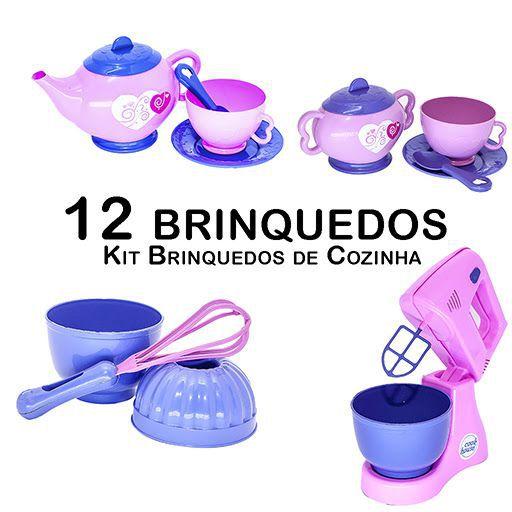 Imagem de Kit Cozinha Infantil Bule Xícara Batedeira Forma Fue  12pç