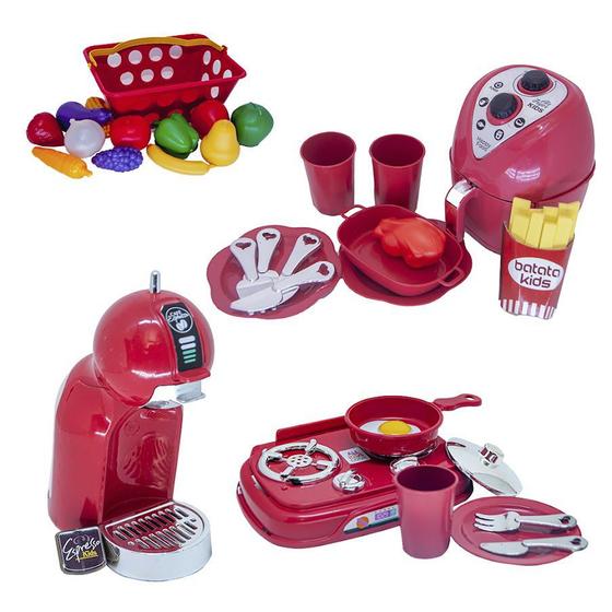 Imagem de Kit Cozinha Infantil Chef Air Fryer CookTop Fruta Legume 33p