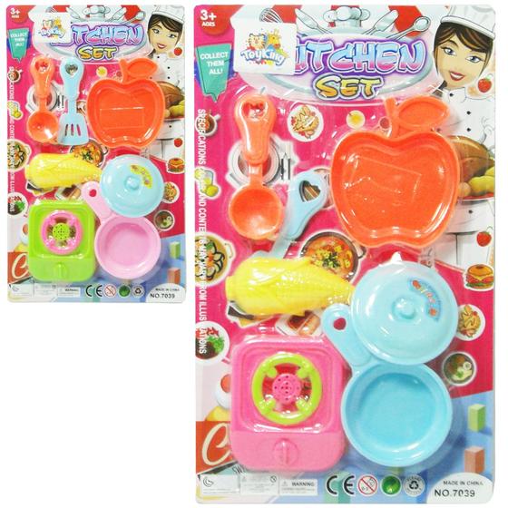 Imagem de Kit cozinha infantil com fogao + frigideira e acessorios kitchen set 7 pecas