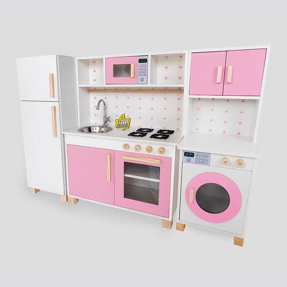 Imagem de Kit Cozinha Infantil com Geladeira e Máquina de Lavar