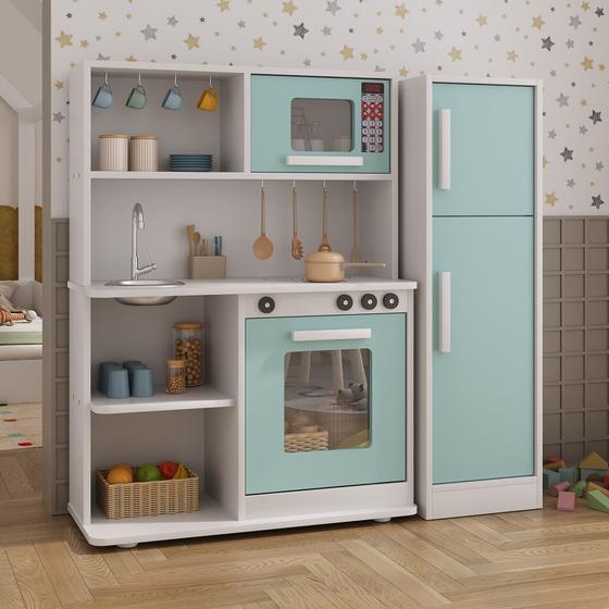 Imagem de Kit Cozinha Infantil Com Geladeira Pia Micro-ondas Forno e Fogão EM MDF