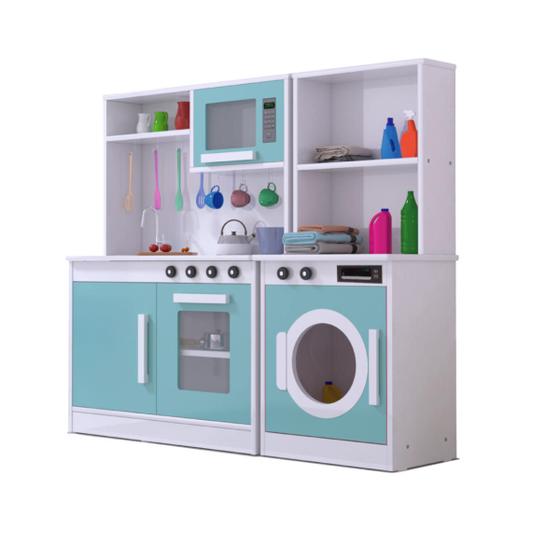 Imagem de Kit Cozinha Infantil com Maquina de Lavar Roupa Menta em MDF