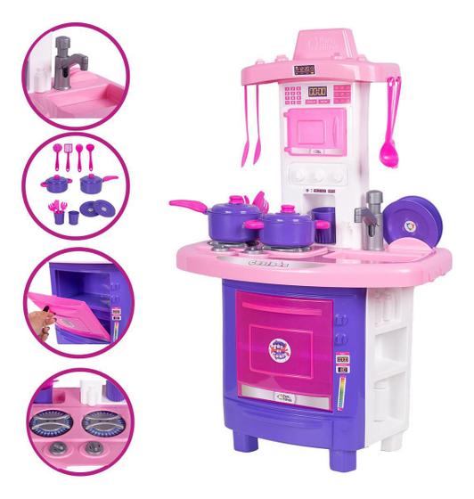 Imagem de Kit Cozinha Infantil Completa - Água Real - Rosa - 12 Peças