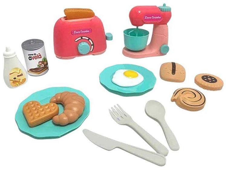 Imagem de Kit Cozinha Infantil Doce Cozinha Torradeira e  - Batedeira Cardoso Toys 17 Peças