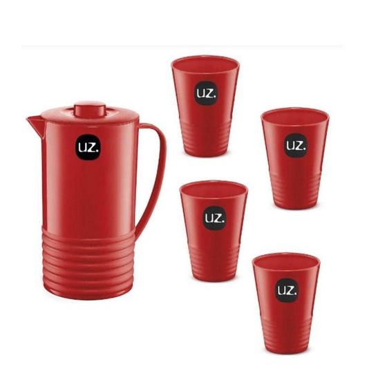 Imagem de Kit Cozinha Jarra com 4 Copos UZ216-VM UZ Plástico Vermelho