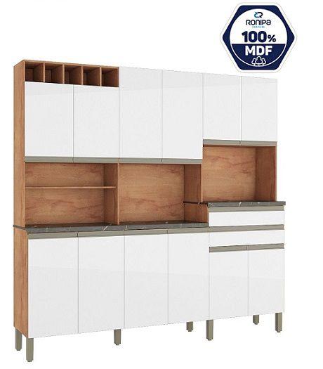 Kit Cozinha Malbec Prime 12 portas, 2 gavetas, nicho microondas e adega ...