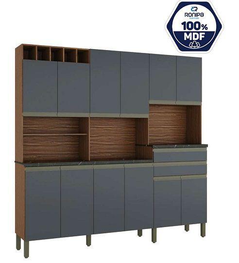 Kit Cozinha Malbec Prime - Sevilha/Chumbo - 100% MDF - RONIPA - Cozinha ...
