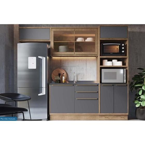 Imagem de Kit Cozinha Modulada 4 Peças Versalis (2Aéreos+1Balcão+1TorreQuente) C4P189 Freijo/Grafite - Herval