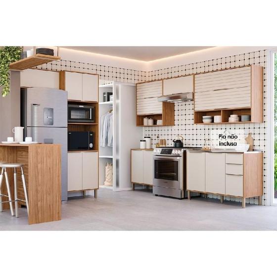 Imagem de Kit Cozinha Modulada 7 Peças Esplêndida (4Aéreos+2Balcões+1TorreQuente) C7P183 Freijo/Off White - MGM