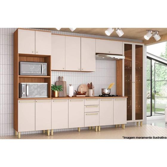 Imagem de Kit Cozinha Modulada 8 Peças Requinte (2Aéreos+2Balcões+2Paneleiros+2Complementos) CZ100 Nature/Areia - Henn